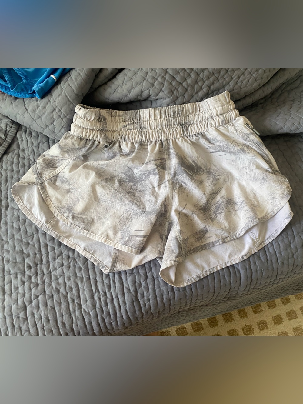 lululemon athletica White and Light Gray Printed Athletic Shorts